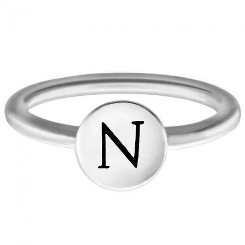 FINEFEY Sterling Silver N Alphabet Disc Ring 