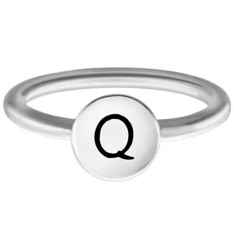 FINEFEY Sterling Silver Q Alphabet Disc Ring 