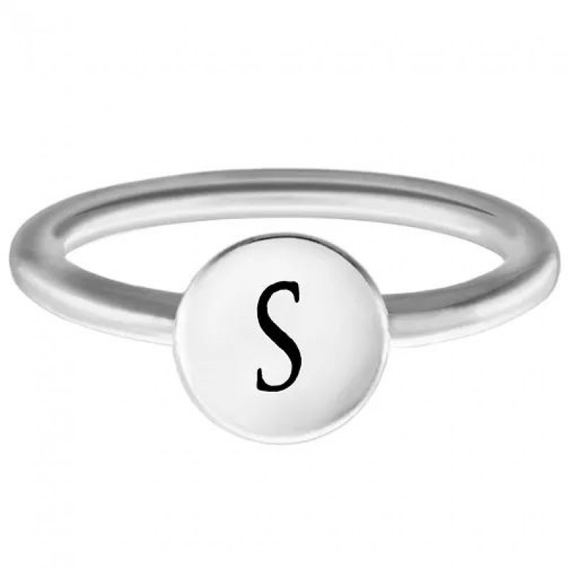 FINEFEY Sterling Silver S Alphabet Disc Ring 