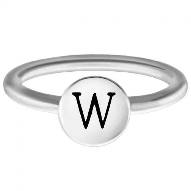 FINEFEY Sterling Silver W Alphabet Disc Ring 