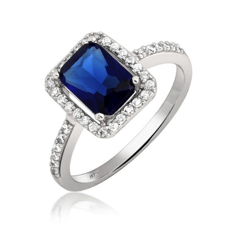 FINEFEY Sterling Silver Blue Cubic CZ ring for Wom...
