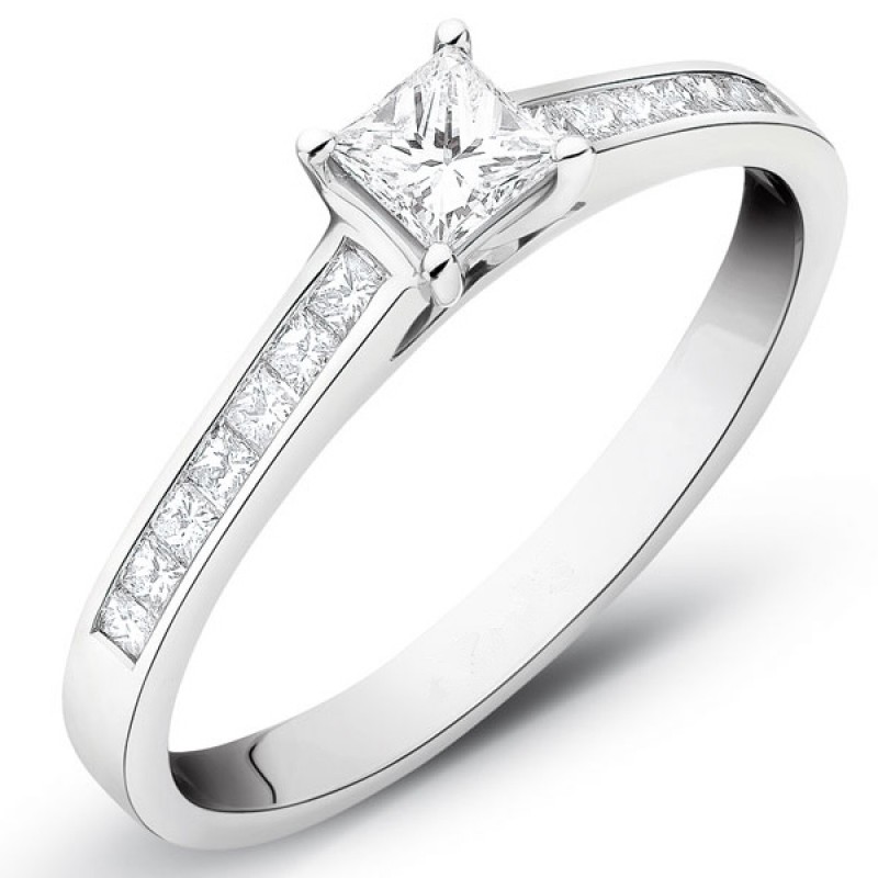 FINEFEY Sterling Silver Princess Cut Cubic CZ Ring...