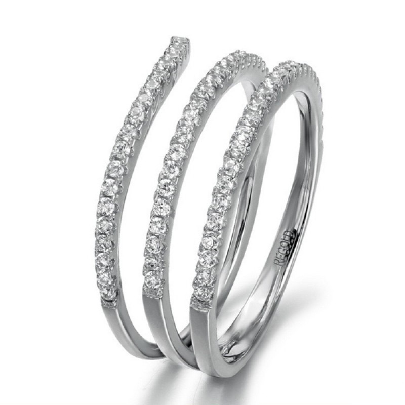 FINEFEY Sterling Silver Spiral Ring  Cubic CZ ring...