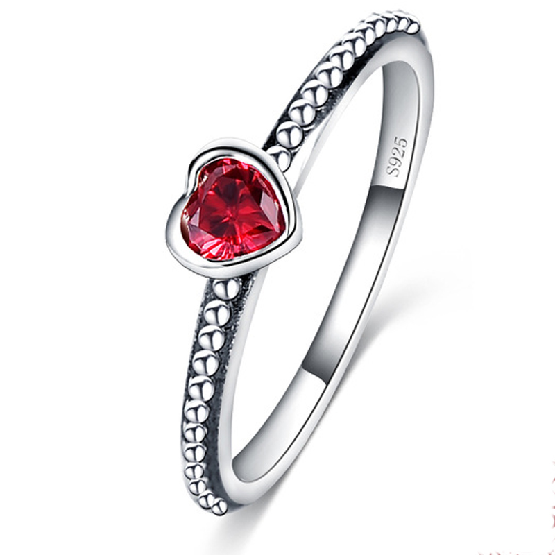 FINEFEY Sterling Silver Heart Ruby Cubic Zirconia ...