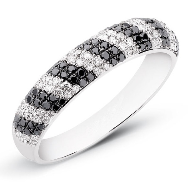 FINEFEY Sterling Silver Black and White Cubic CZ R...