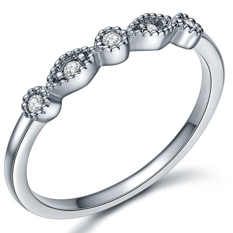 FINEFEY Sterling Silver Cubic CZ Swing  Ring for W...