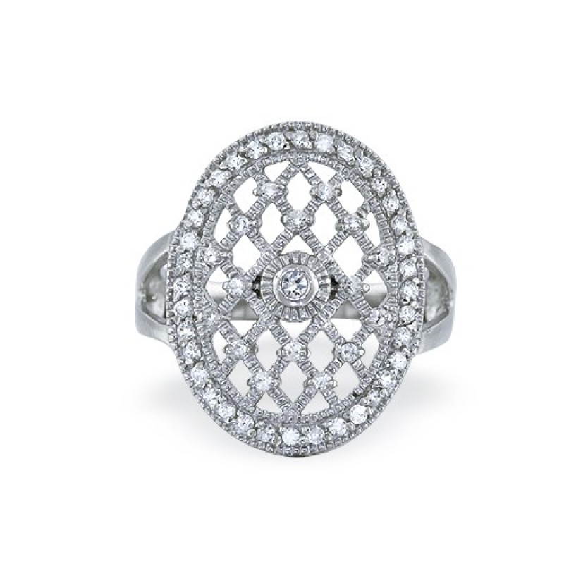 FINEFEY Sterling Silver Oval Motif Cubic CZ ring  ...
