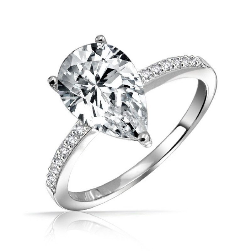 FINEFEY Sterling Silver Teardrop Cubic CZ ring  fo...
