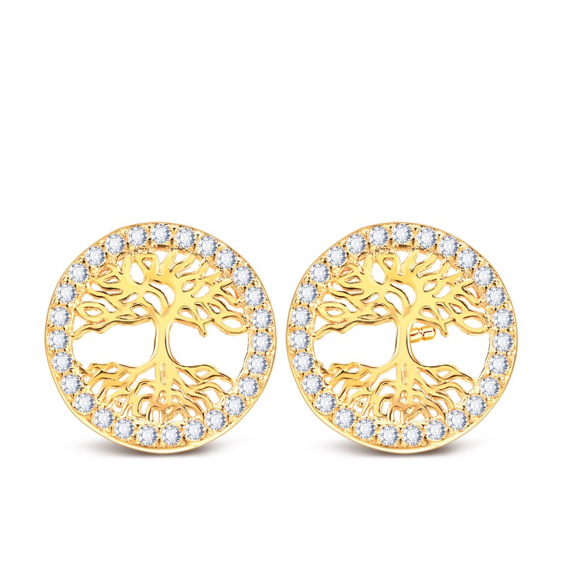 FINEFEY 925 Sterling Silver  Gold Plated Round-cut...