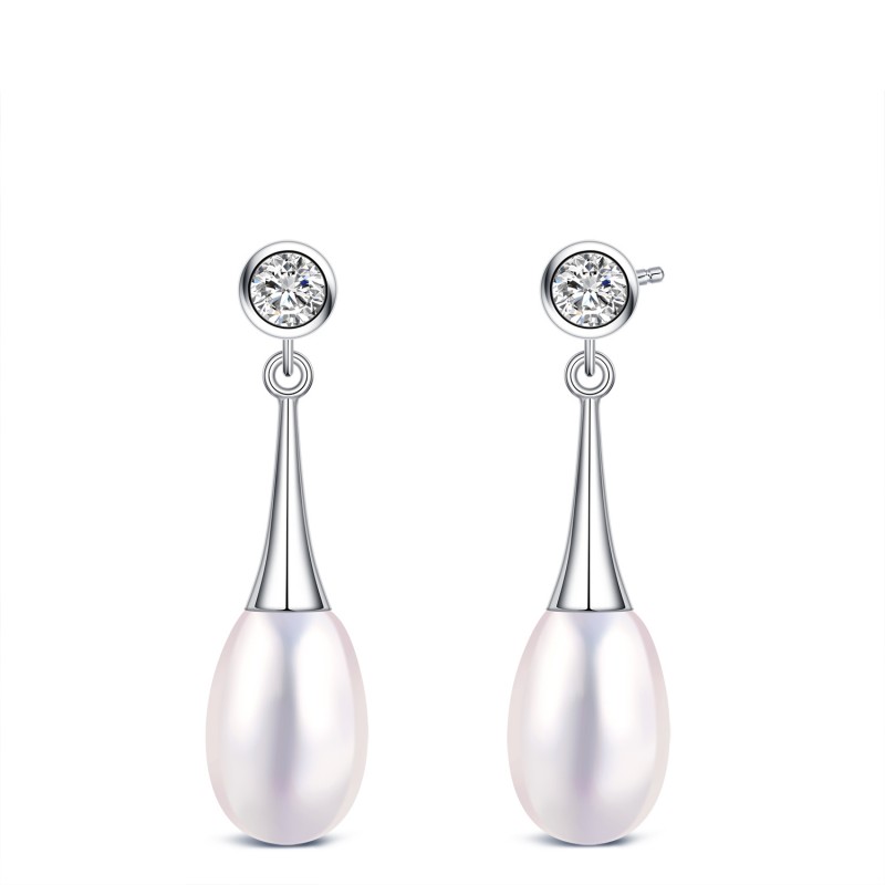 FINEFEY Earrings for Women Pearl Studs Earring wit...