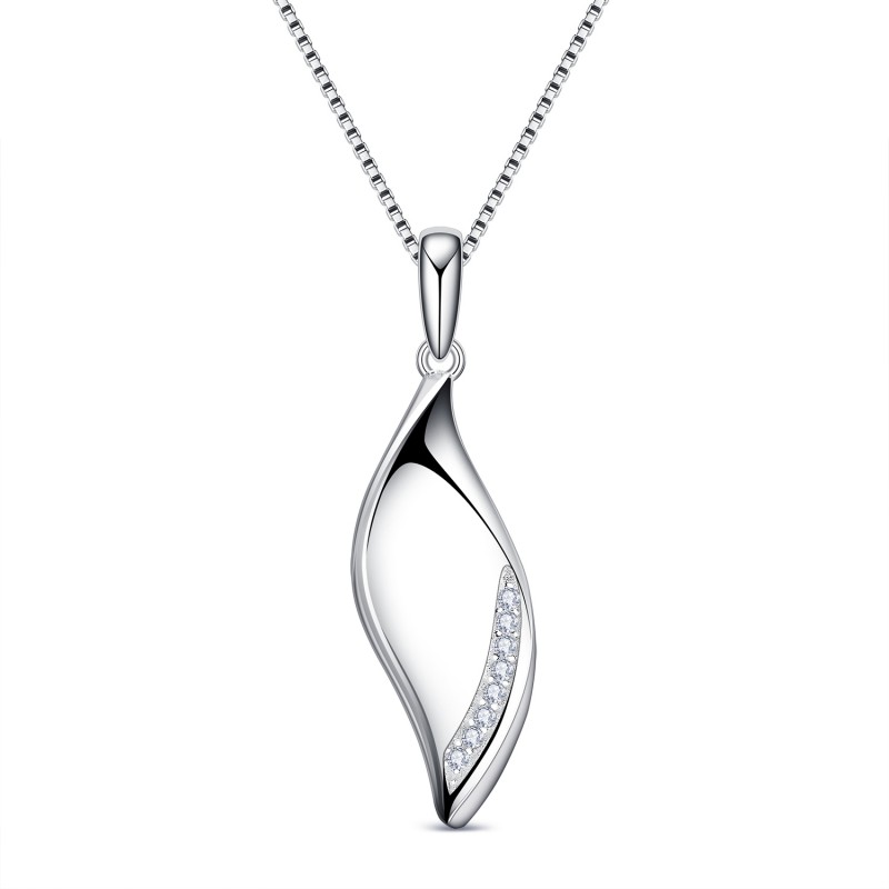 FINEFEY Sterling Silver with Whilte Zirconia Curvi...
