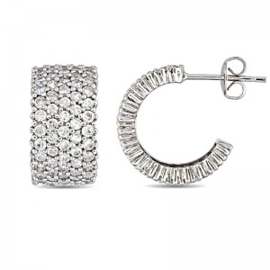 FINEFEY Sterling Silver Pave Cubic CZ Huggies Hoop...