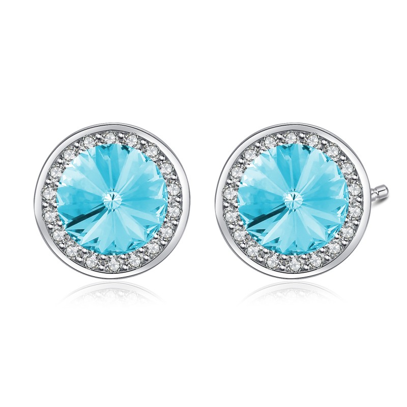 FINEFEY 925 Sterling Silver Round-cut Blue Zirconi...