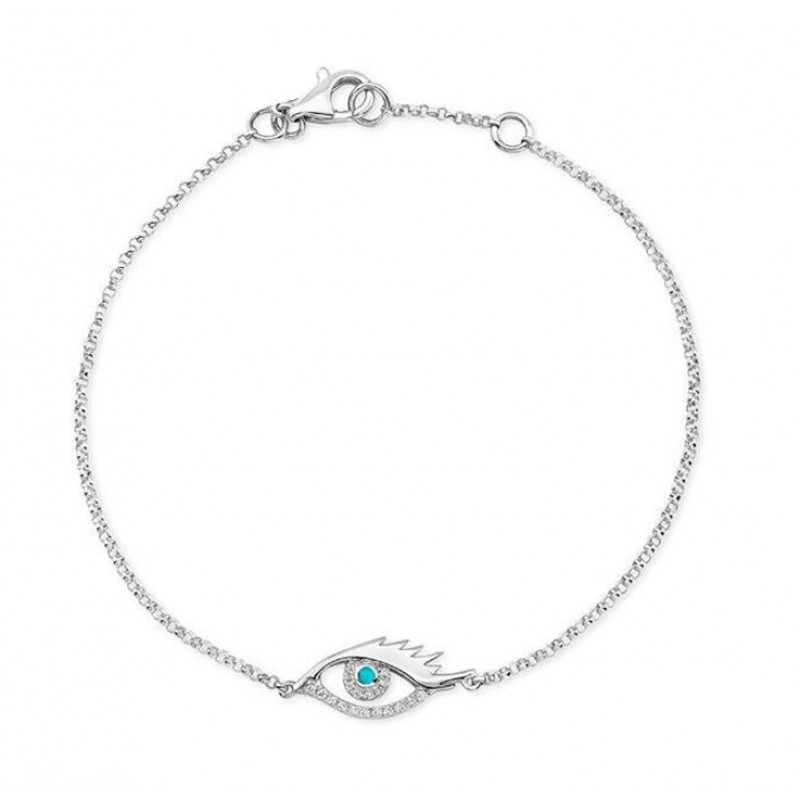 FINEFEY Sterling Silver Cubic Zirconia Evil Eye Br...