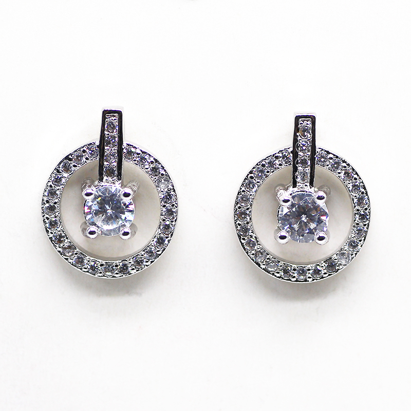 FINEFEY Sterling Silver Cubic CZ Round Earrings St...