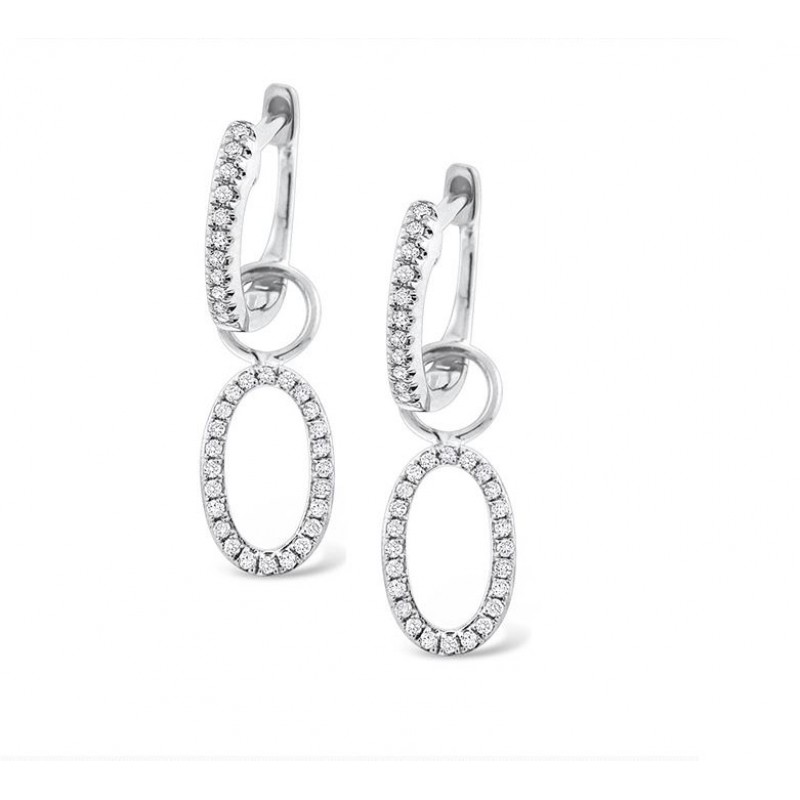 FINEFEY Sterling Silver Oval Crystal Earring Hoop ...