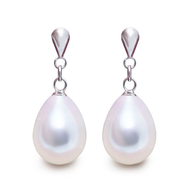 FINEFEY Sterling Silver Pear Pearl Earrings Dangle...