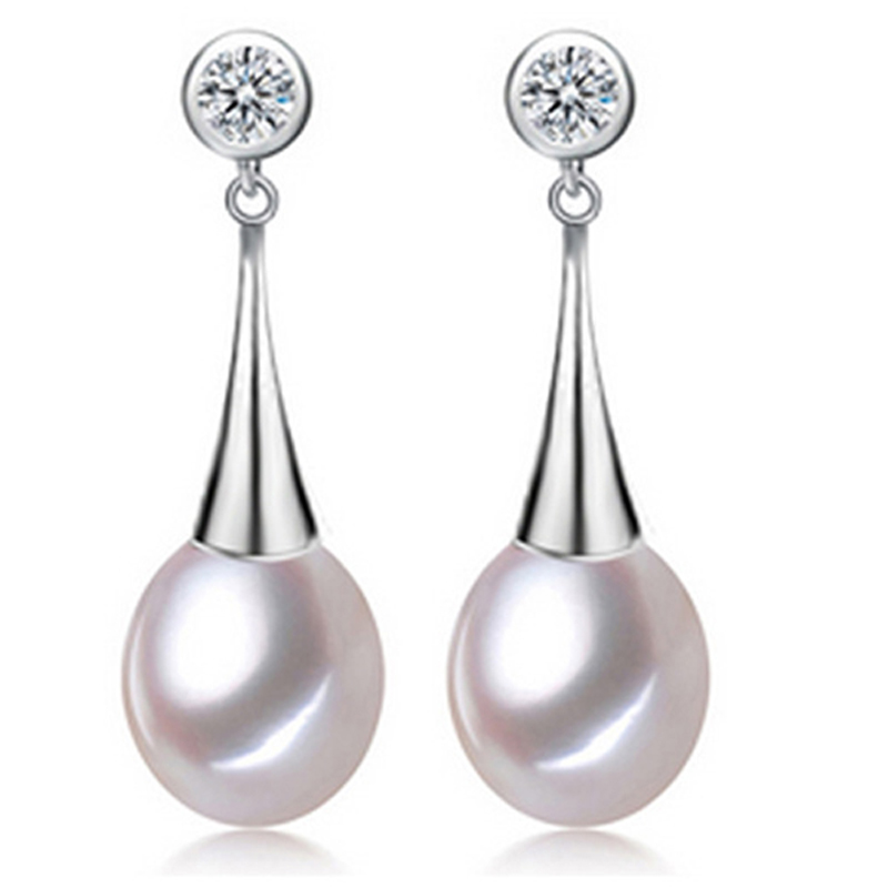 FINEFEY Sterling Silver Pearl with cubic CZ Drop E...