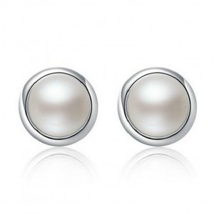 FINEFEY Sterling Silver Pearl with Earrings Stud For Women